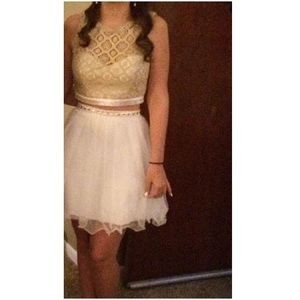 White & Gold Homecoming Dress